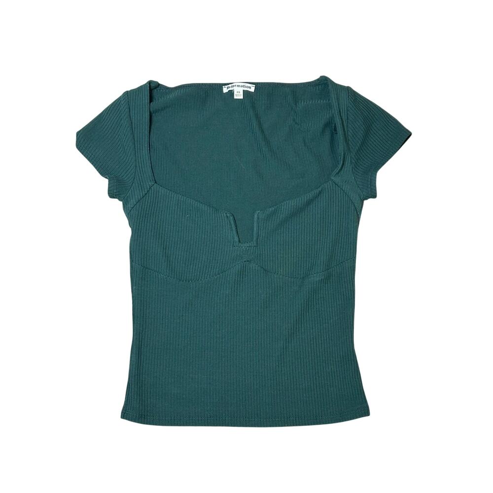 Reformation forest green Emely short sleeve knit top size XS